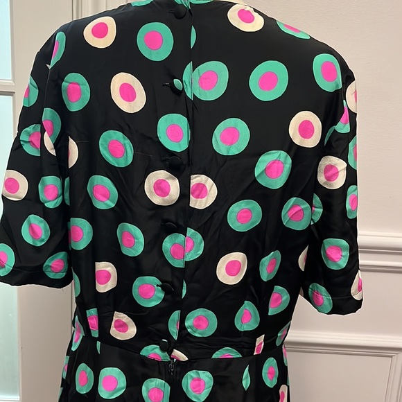 Vintage Louis Féraud coloured polka dot silk dress - Picture 6 of 8